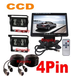 2 x V LED IR Vattentät CCD omvänd parkering Backup Camera PIN LCD skärmbilvagnsbilar Bakifrån