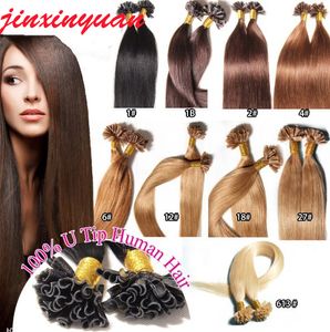 1g s g Human Hair uTip Hair Extensions Remy indian brazilian Factory Price Straight nail u Tip Hair dhl free