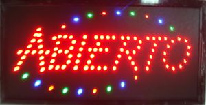 Customerized Animated LED ABIERTO Sign Board Neon Licht Eye Catching Slogans Maat X10