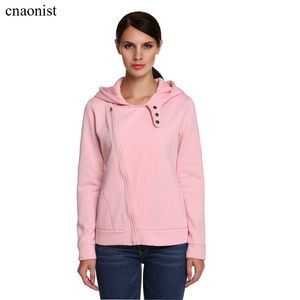 rosa hoodie verkauf großhandel-Heißer Verkauf Frauen Sweatshirts Herbst Neue langärmelige T shirt Weibliche Einfache Rosa Hoodies Mantel Mit Kapuze Schräge Reißverschluss Hoodies für Frauen