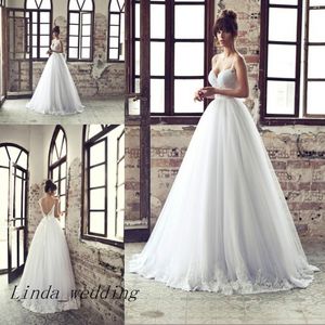 Julie Vino Wedding Dresses New Design Sweetheart Spaghetti Starp Lace Backless Bridal Gown Women Dress