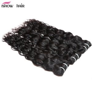 Ishow A Water Wave Virgin Hair Bundles Weft Unprocessed Brazilian Peruvian Indian Malaysian Extensions for Women All Ages inch Jet Black
