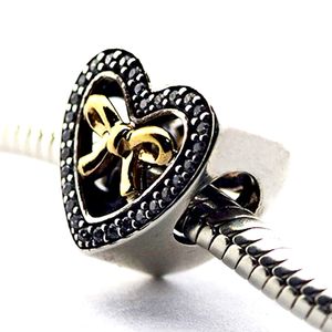 Bundet av kärlek K guld båge charm gåva sterling silver pärlor passar pandora charms armband autentiska diy mode smycken