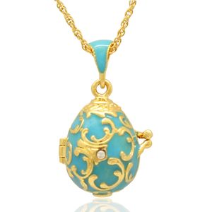 osterei anhänger großhandel-Fleur De Lis Blume Faberge Egg Anhänger Osterei Medaillon für russische Stil Halskette mit Kristall