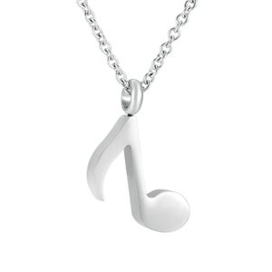 cremation memorial ashes urn Simple design stainless steel musical note Locket keepsake pendant necklace jewelry