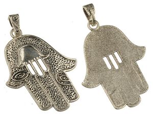 silver metal necklace toptan satış-Diy büyük uzun kolye için kaymak kolye hamsa nazar İsrail tek düz charms antik gümüş metal takı bulguları mm adet