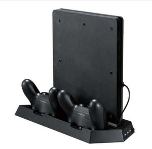 ventilateur usb mince achat en gros de Support vertical pour PS4 Slim PS4 avec ventilateur Station de chargement pour contrôleur double ports USB supplémentaires Noir