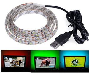 DC V USB LEDのフレキシブルストリップライトランプ100センチ1M SMD LED MリボンテープLCDテレビ背景照明デコレーションロープホワイトCE ROSH