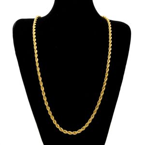 6 mm Thick cm Long Rope Twisted Chain Gold Silver Plated Hip hop Heavy Necklace For men women