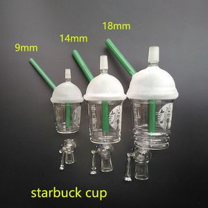starbucks hookah venda por atacado-9mm mm mm Starbuck Cup Forma de cachimbo de água de vidro BONG BONG BONG CONCENTRAÇO ACENTUNADOS DE ÓLÓGICA ACCESSÓRIOS DE UNE