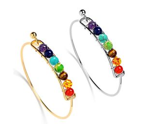 pulseiras de equilíbrio para homens venda por atacado-Jln Muti color Tiger eye Lapis Lazuli Chakra Balance Beads BanglesBracelet Men Women Reiki Prayer Yoga bangles
