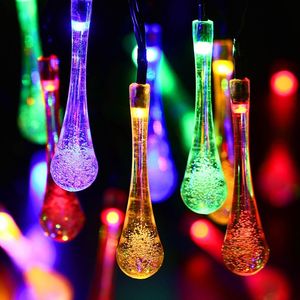 yılbaşı ışıkları düşer toptan satış-21ft LED Şerit Güneş Su Damlası Açık Peri Işıkları Lamba Bahçe Dize Aydınlatma Cadılar Bayramı Noel Dekorasyon LED