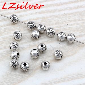 Hot Antique Silver Flower Round Spacer Beads x5 mm Fit Beaded bracelet DIY Jewelry D24