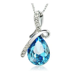 синие кристаллы драгоценные камни оптовых-Ожерелья подвески в форме сердца из серебра пробы с голубым кристаллом и аметистом в форме сердца