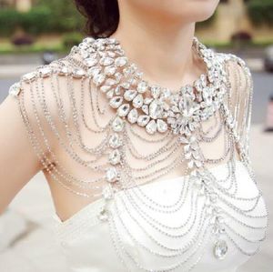 Wholesale shoulder body chain jewelry for sale - Group buy Vintage Wedding Bridal Jewelry Set Shoulder Chain Necklace Earrings Set Silver Crystal Rhinestone Body Chain Pendant Necklace Party Jewelry