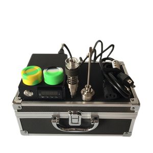 Aluminiumbox Packing E Digital Nail Kit med nyaste IN1 Titanium Quartz Nails Fit Flat mm16mm20mm Uppvärmningsspolar för oljeplattor Bong