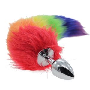 Stainless Steel Fox Tail Fetish Anal Insert Stopper Butt Plug Sexy Game Toy R21