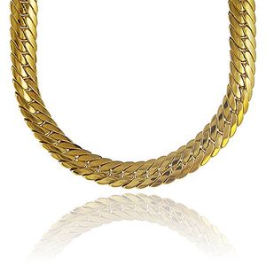 24inch 18k gold chain оптовых-Коренастый елочка цепи k желтое золото заполнены мужские ожерелье змея кости цепи inches g
