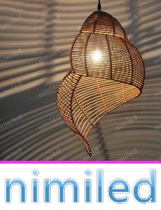 nimi1070 kinesisk stil ljuskrona lampa conch lampor konst sydost asiatisk restaurang terrass enkla pastorala rotting cane hängande ljus