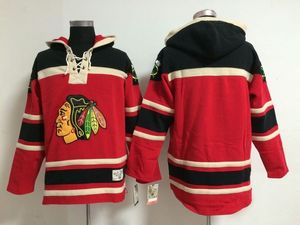 Toppkvalité Chicago Blackhawks Old Time Hockey Jersey Blank No Name Number Red Hoodie Pullover Sweatshirts Winter Jacket