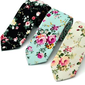 cravate florale blanche achat en gros de Cravate imprimée en coton pour hommes Style européen décontracté cravate mode marié Groomsmen chaise personnalisée