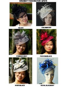 sinamay peçe toptan satış-tüyler ve örtünme renk ile YENİ RENK ARRIVAL Dress Düğün partisi Moda sinamay fascinator şapka