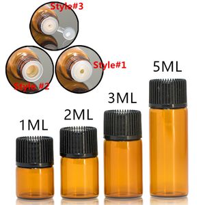 DHL Free ml ml ml ml Small Amber Glass Sample Bottle Vials With orifice reducer black cap for aromatherapy essential oils