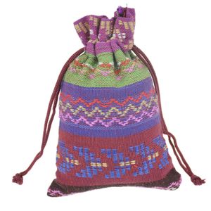 pequeñas bolsas de algodón cordón al por mayor-10x14cm Custom Small Drawstring Jewelry Bags Algodón Paquete de regalo Bolsas Multicolor hecho a mano Tribu Tribales étnicas estilo