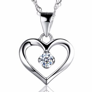 Wholesale sterling silver womens jewelry for sale - Group buy Elegant Sterling Silver Cubic Zirconia CZ Hollow Heart Pendant Necklace Colllar Women Wedding Anniversary Jewelry