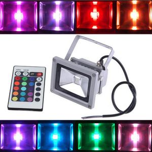 Wholesale remote controlled outdoor flood lights for sale - Group buy 10W outdoor RGB LED Flood Light Waterproof IP66 Lamp With key Remote Control AC V Energy Saving Light lamp