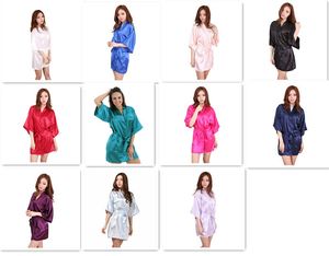 pjs en soie femmes achat en gros de 11 couleurs dames femmes solides robe courte en soie de rayonne Robe Pyjama Lingerie chemise de nuit Kimono Robe pyjama Femme Robe élégante M010