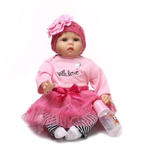 Silicone Reborn Baby Doll Educational Princess tums Cloth Body LifeLike Vinyl Babyborn Hår Parykar