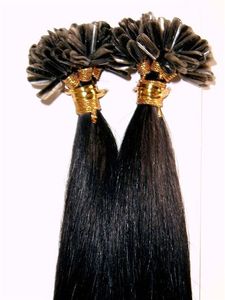 Опт 8А - U-образный наконечник для наращивания волос / 100% человеческие бразильские волосы / 1 г на прядь и 100 с / лот, прямая волна, 100 г, цвет T1B / серый