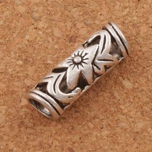 Alloy Hollow Lily Flower Tube Spacer Big Hole Loose Pärlor Tibetansk Silver Fit European Armband x7mm L1407
