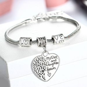 Wholesale mother daughter bracelet charms for sale - Group buy Heart Bracelet Silver Plated Love Between Mother And Daughter Family Gifts Mother s Day Jewelry Bangle Bracelets Charm