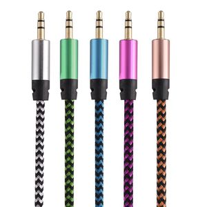 Auto Audio Aux Extention Cable Nylon Gevlochten ft m Wired Auxiliary Stereo Jack mm Mannelijke Lood voor Smart Phone