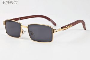 Mode sport solglasögon bambu trä solglasögon för mens guld metall ram trä solglasögon kvinnor buffel horn glasögon lunettes gafas