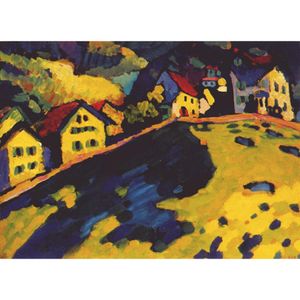 Hand painted wall picture Wassily Kandinsky paintings Houses at Murnau modern Canvas art hand painted