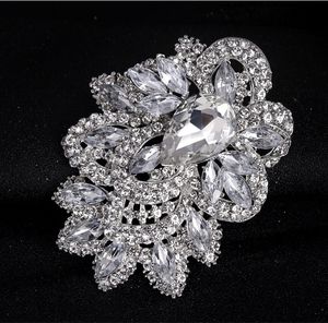 klasik kristal broş toptan satış-Yeni Düğün Broş Buket Pin Toptan Büyük Vintage Gümüş Çiçek Avusturyalı Kristal Broşlar Moda Sıcak Büyük Broach Ücretsiz DHL