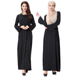uzun kollu kaftan elbiseleri toptan satış-Müslüman kadınlar uzun kollu Dubai Elbise maxi Abaya jalabiya islam kadın Fas moda bağlı elbise kaftan giyim elbise elbise