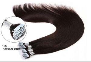 Whosale Pris Grade a Human PU Tape In Hair Extensions g pcs150g set jet black dhl gratis