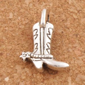 diy silberschuhe. großhandel-Stern Cowboystiefel Schuhe Charme Perlen teile los Antike Silber Anhänger Schmuck DIY L390 x13mm