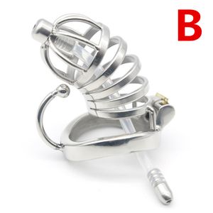 SM Toys Chastity Cage Tubes Stainless Steel Male Chastity Devices with Silicone Urathral Catheter for Men Sex Toy G7