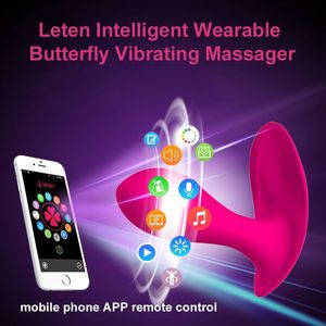 leten app großhandel-Leten Bluetooth Connect Intelligente App Fernbedienung Wearable Butterfly Vibrator G Punkt Klitoris Vibrator Sexspielzeug Für Frauen