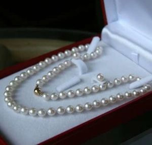 ingrosso set di collana di perle akoya e set per orecchini-6 MM Collana con perle coltivate Akoya bianche Set di orecchini