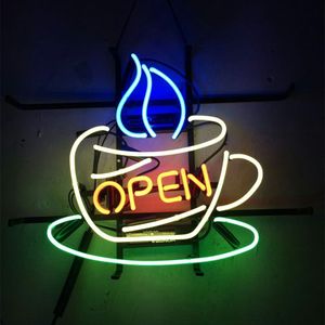 sinal aberto do café venda por atacado-17 x14 Sinal café aberto Neon Bar Recados exposição da loja Tavern de vidro real tubo de luz CERVEJA PUB CLUB EXIBIÇÃO SINALIZAÇÃO