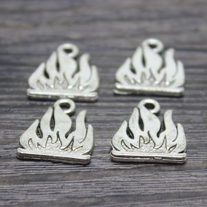 30pcs mm Antique silve plated burning flames fire Charms pendants