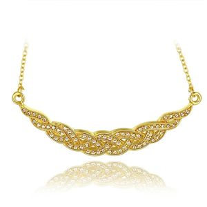 Best gift Ship type k gold plate jewelry necklace fit women GGN759 Yellow gold plated white gemstone Pendant Necklaces with chains