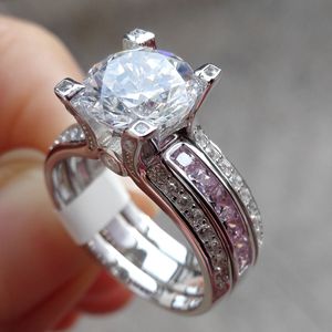 Victoria Wieck Choucong Fashion Jewelry KT White Gold Filled Roud Cut Pink Sapphire CZ Diamond Gemstone Wedding Engagement Women Ring Gift