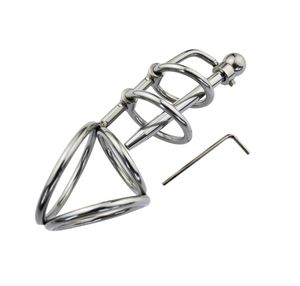 Male Stainless steel Catheter Tube Urethral Sounding Stretching Stimulate Cock Penis Cage Ring Chastity Belt BDSM Sex Toy A079